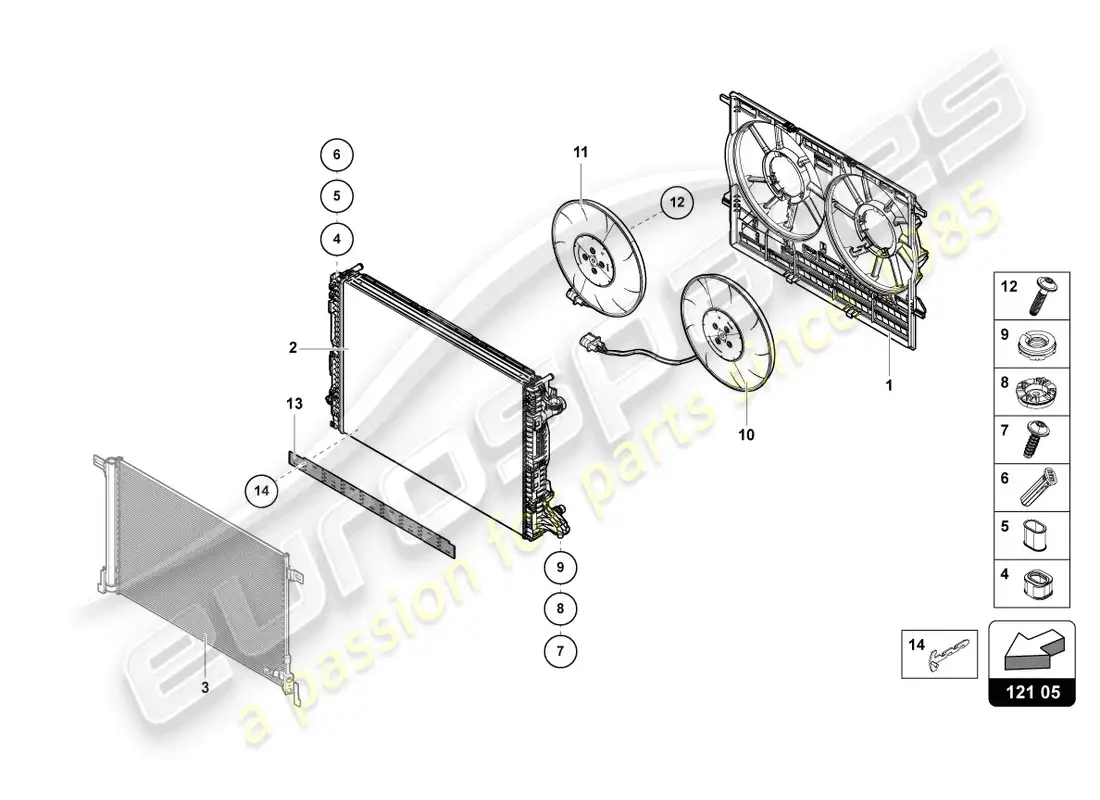 lamborghini urus s (2023) radiator fan parts diagram