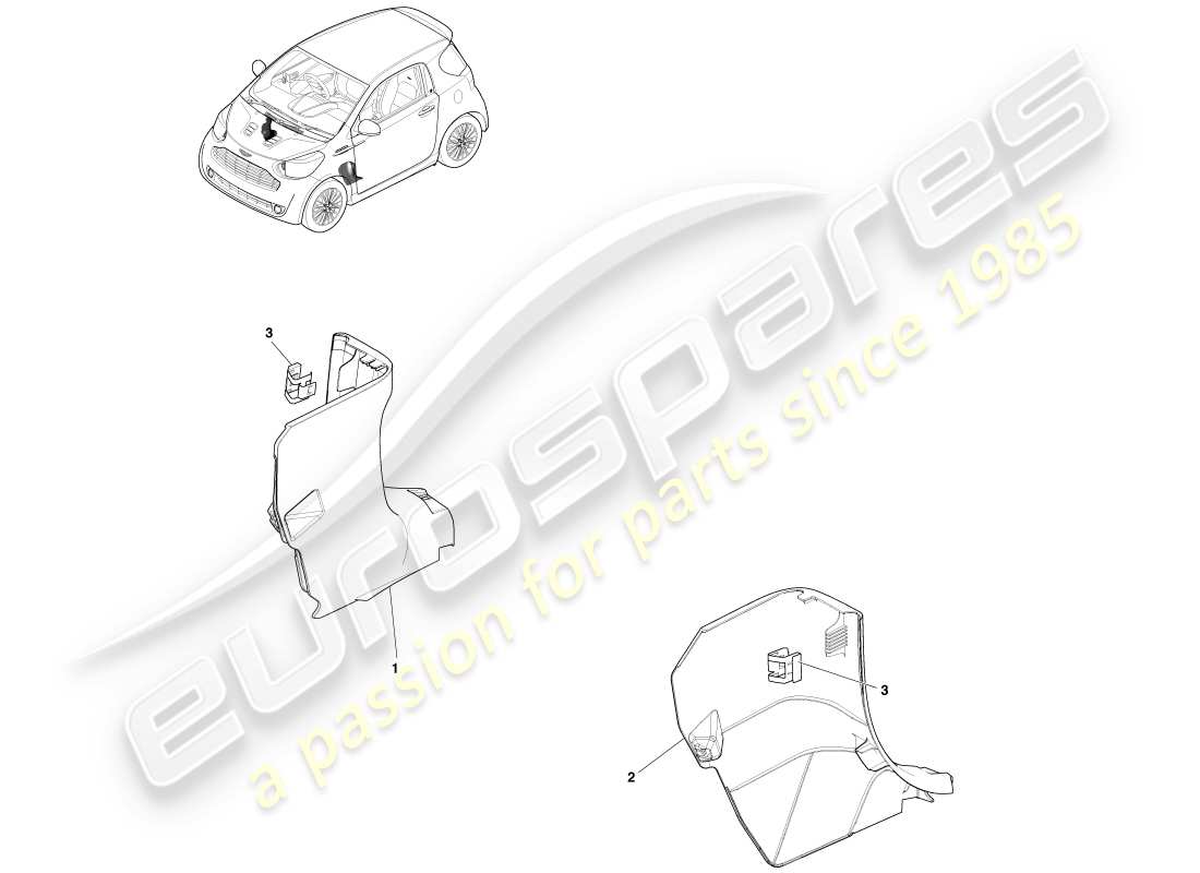 aston martin cygnet (2012) lower pillar trim part diagram