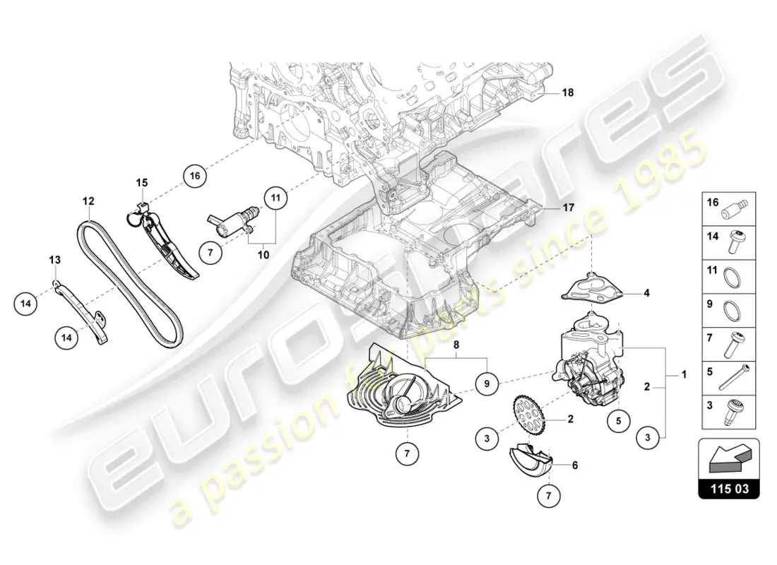 lamborghini urus s (2023) oil pump parts diagram