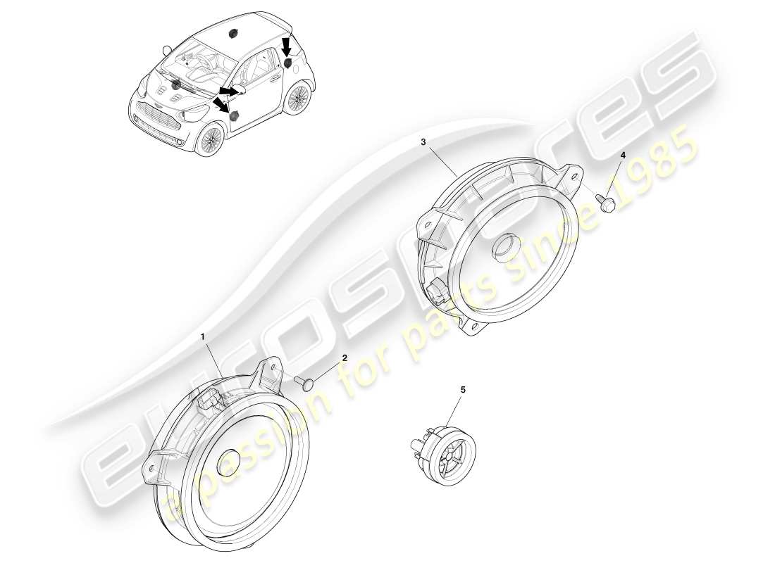 aston martin cygnet (2012) speakers part diagram