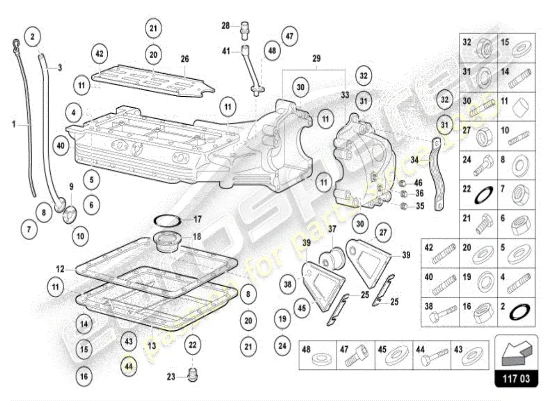 lamborghini diablo vt (1998) oil sump parts diagram