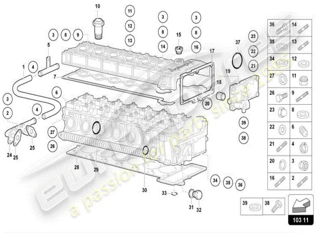 lamborghini diablo vt (1999) left head accessories parts diagram
