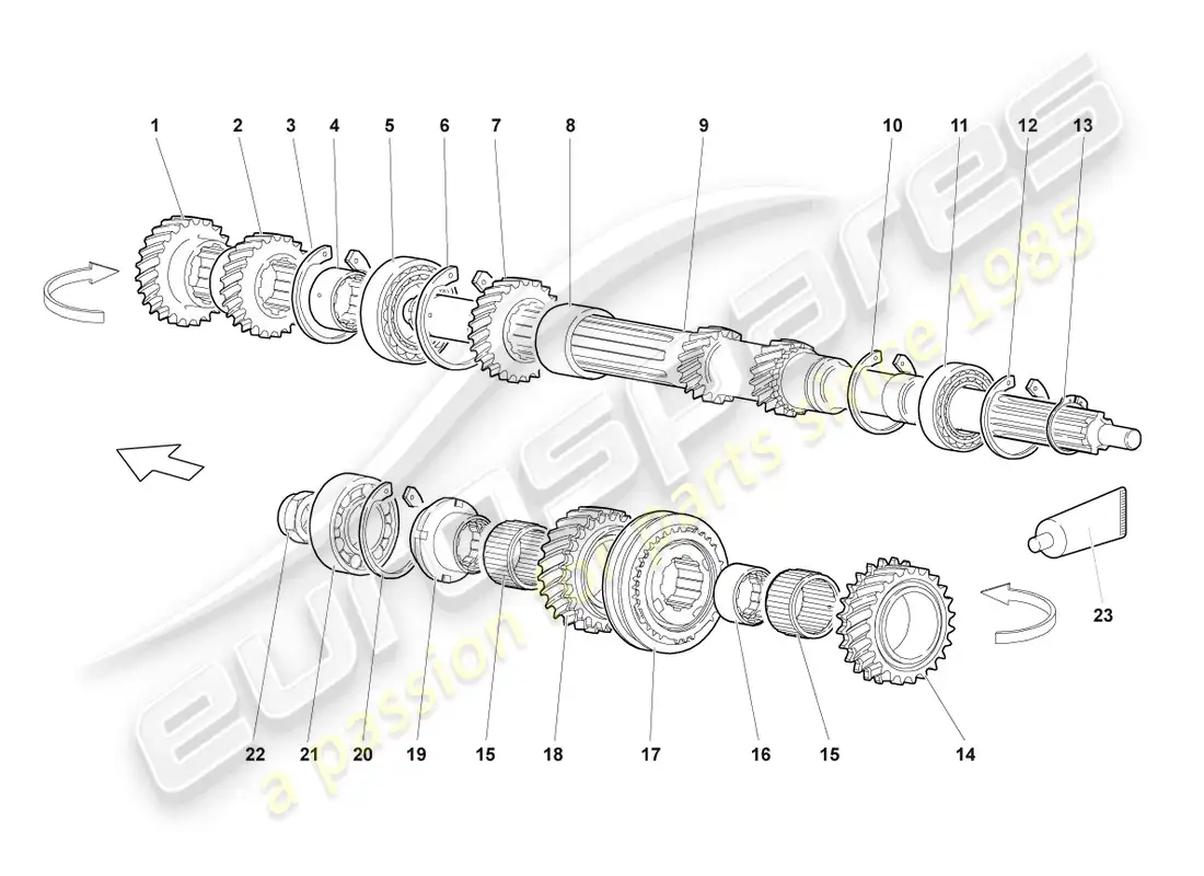 lamborghini lp640 roadster (2009) input shaft parts diagram