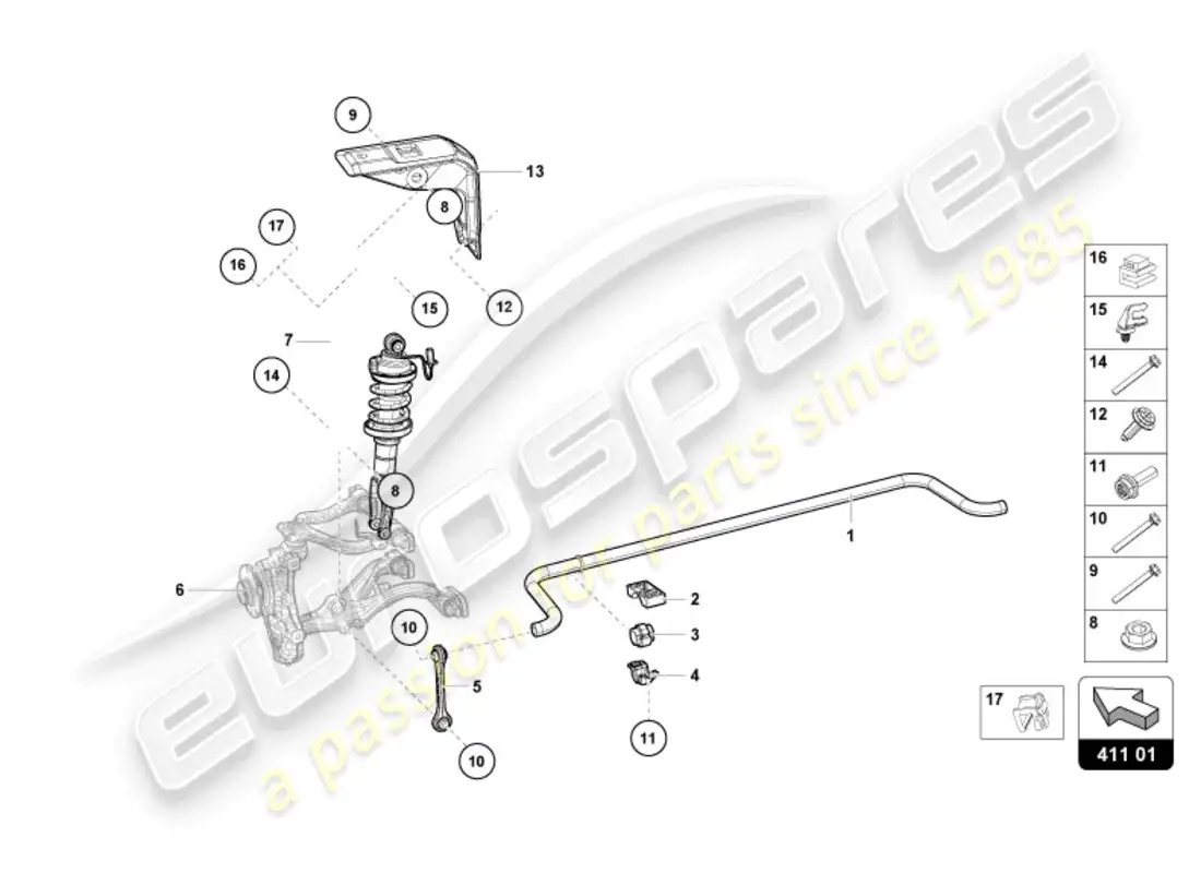 lamborghini sto (2024) shock absorbers front parts diagram