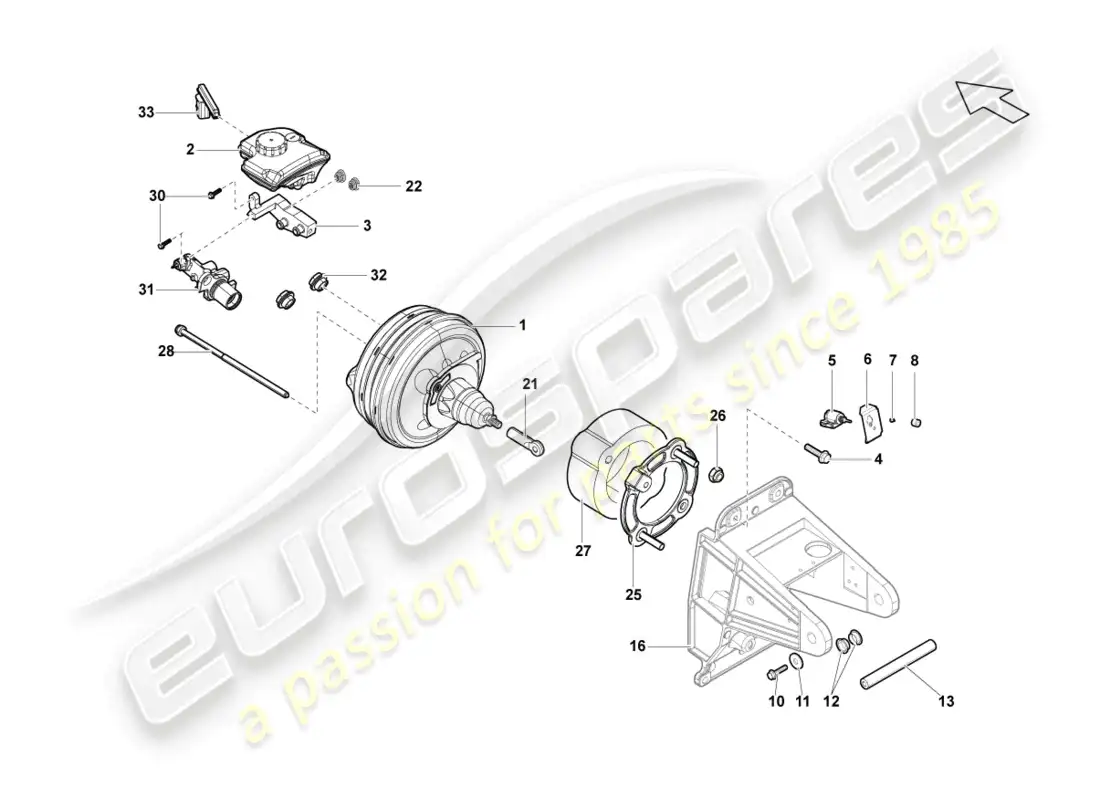 lamborghini gallardo coupe (2007) brake servo parts diagram