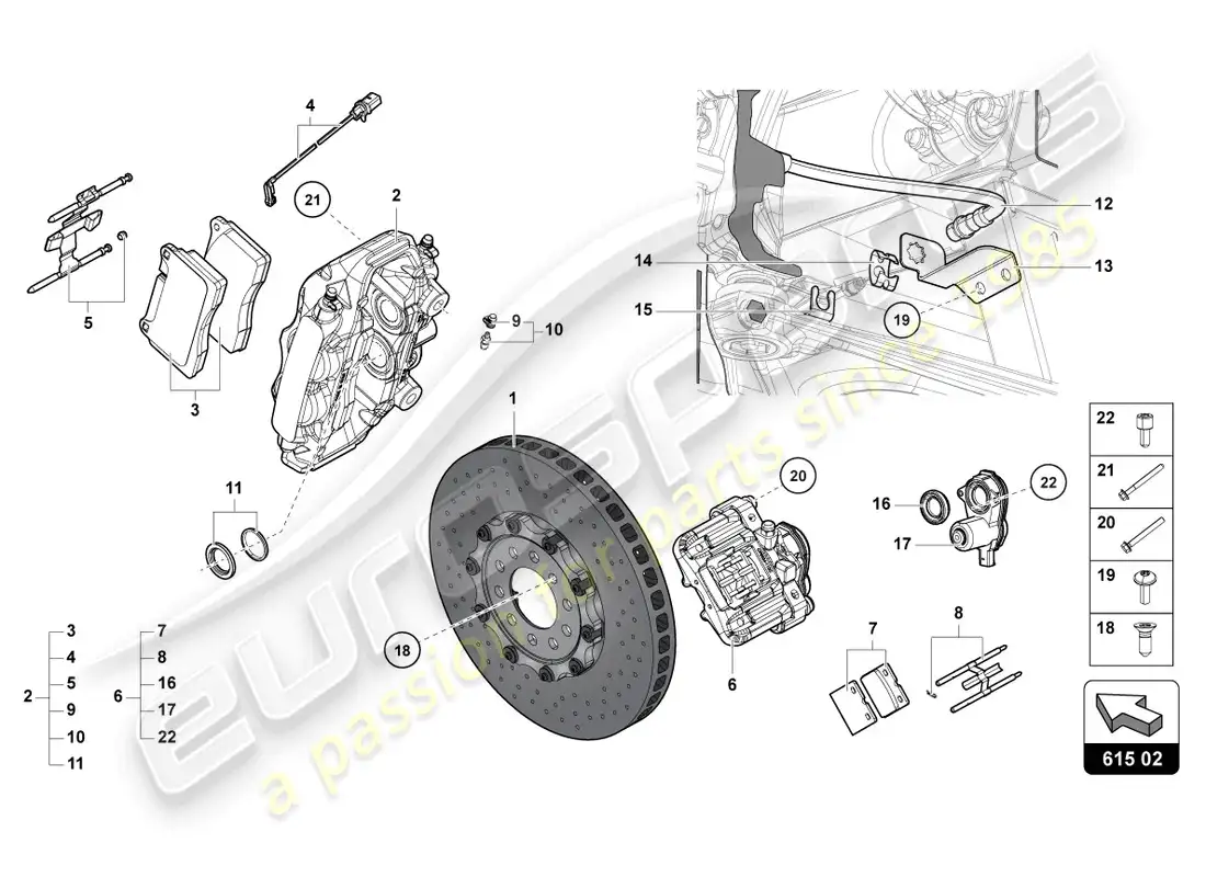 lamborghini ultimae roadster (2022) brake disc rear parts diagram