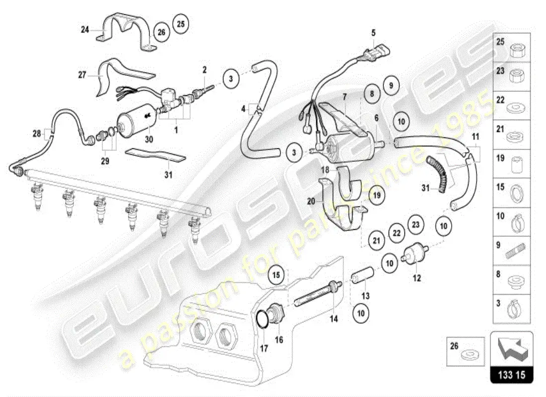 lamborghini diablo vt (1998) fuel supply system parts diagram
