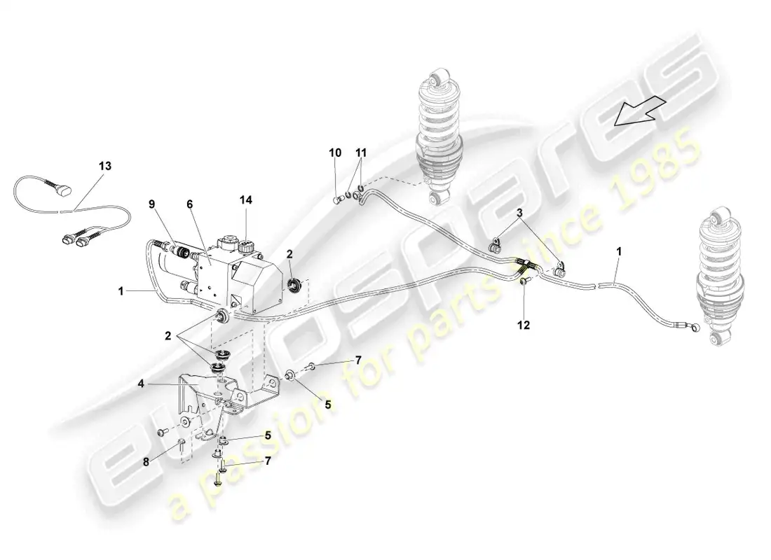 lamborghini lp550-2 spyder (2013) hydraulic system and fluid container with connect. pieces parts diagram