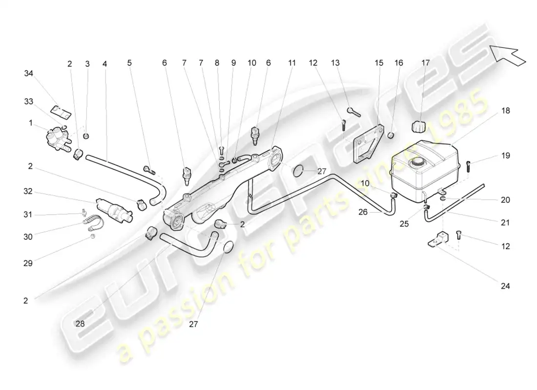 lamborghini gallardo coupe (2008) additional coolant pump parts diagram