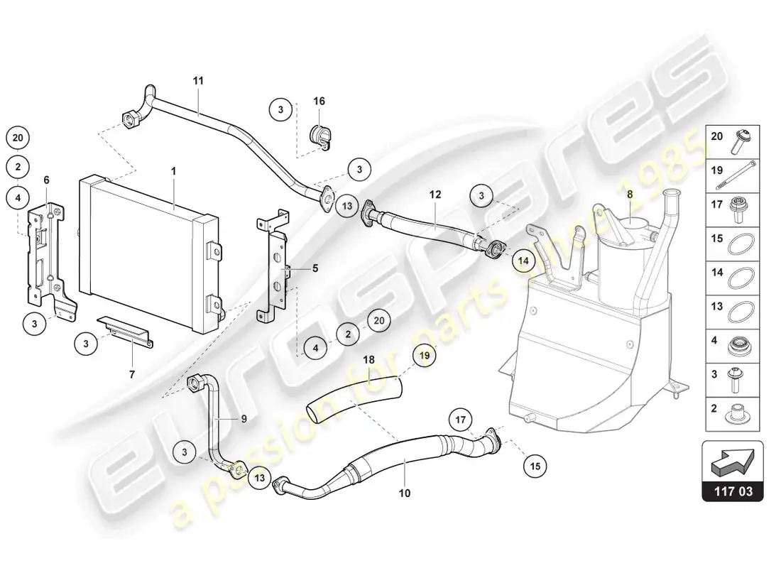 lamborghini countach lpi 800-4 (2022) oil cooler parts diagram