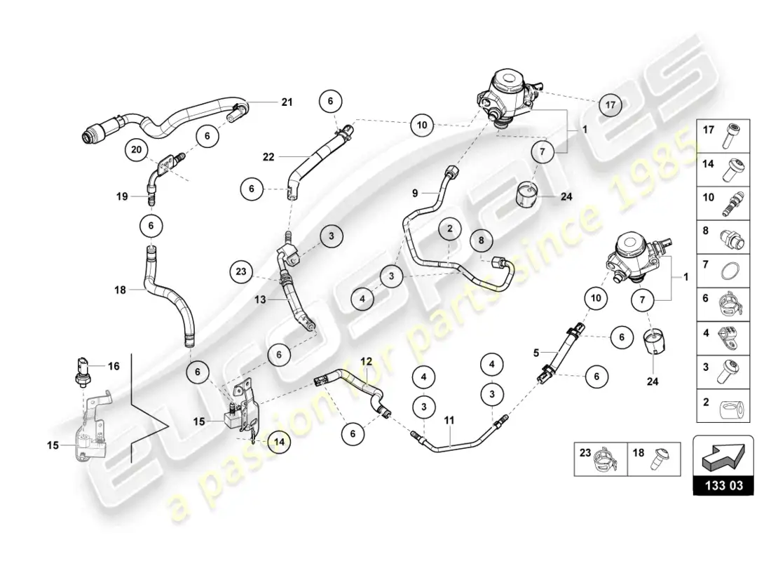 lamborghini sto (2021) fuel pump parts diagram