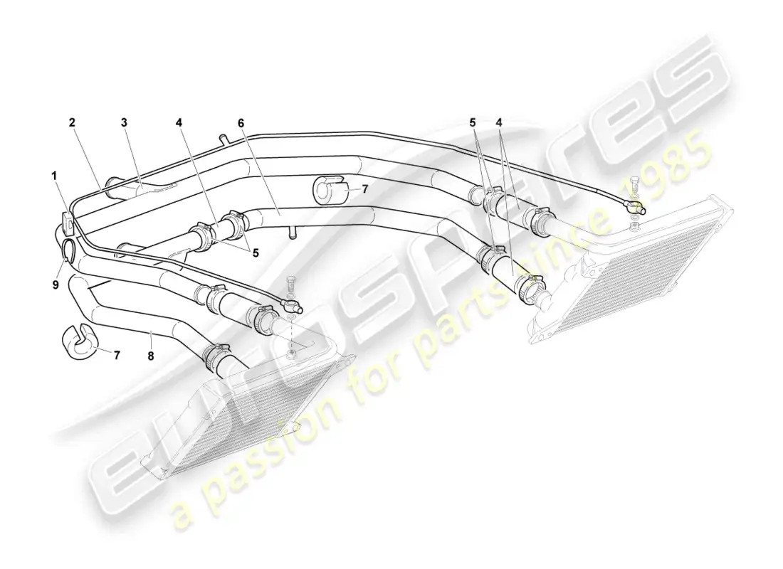 lamborghini lp640 coupe (2010) coolant cooling system parts diagram