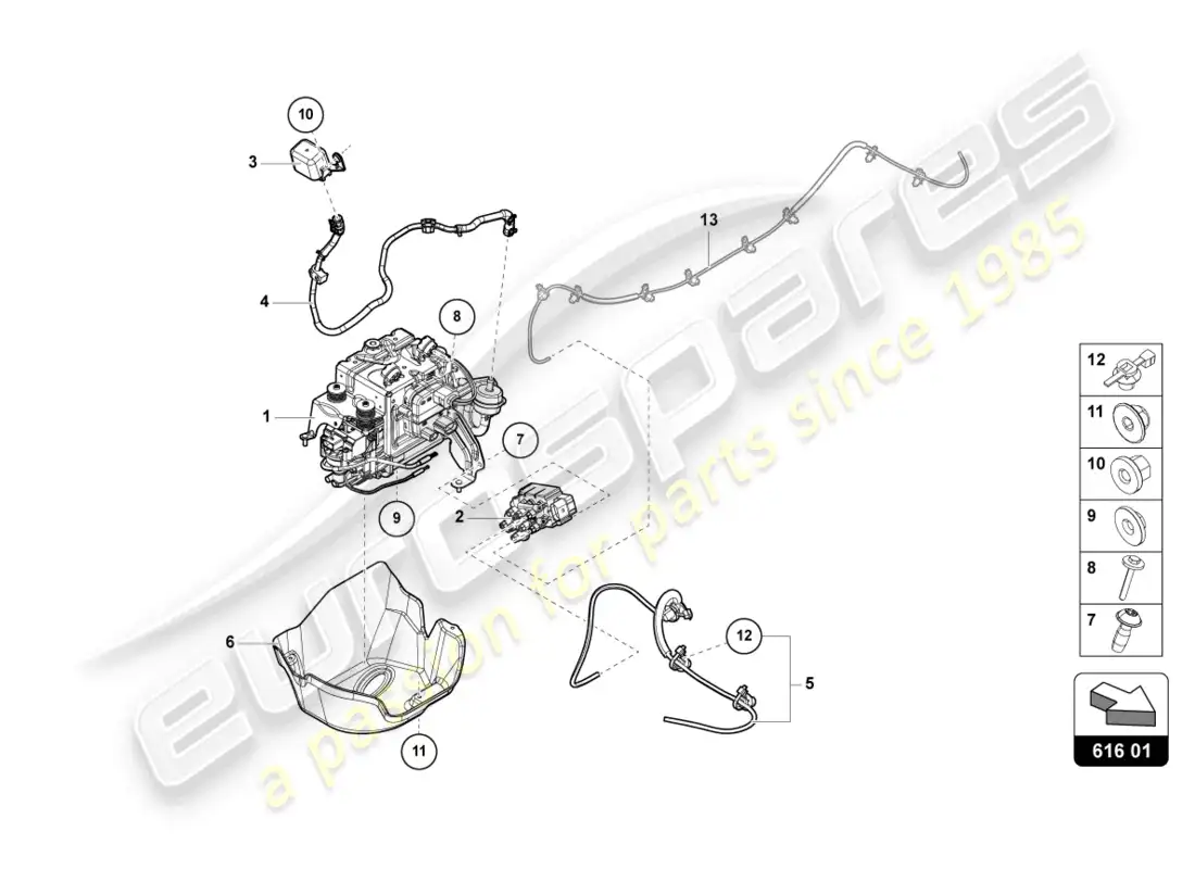 lamborghini urus (2019) lifting device parts diagram