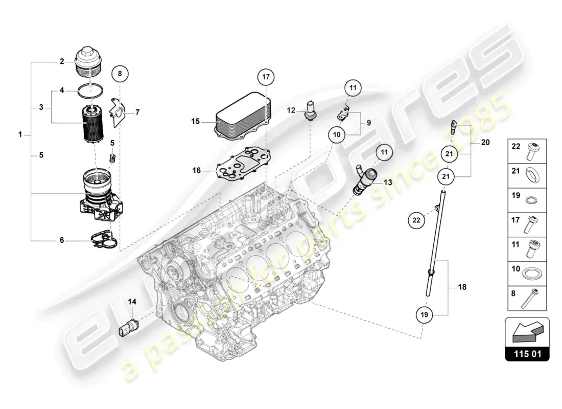 lamborghini urus s (2023) oil filter element parts diagram