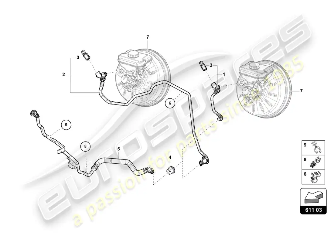 lamborghini urus (2019) vacuum hoses for brake servo parts diagram