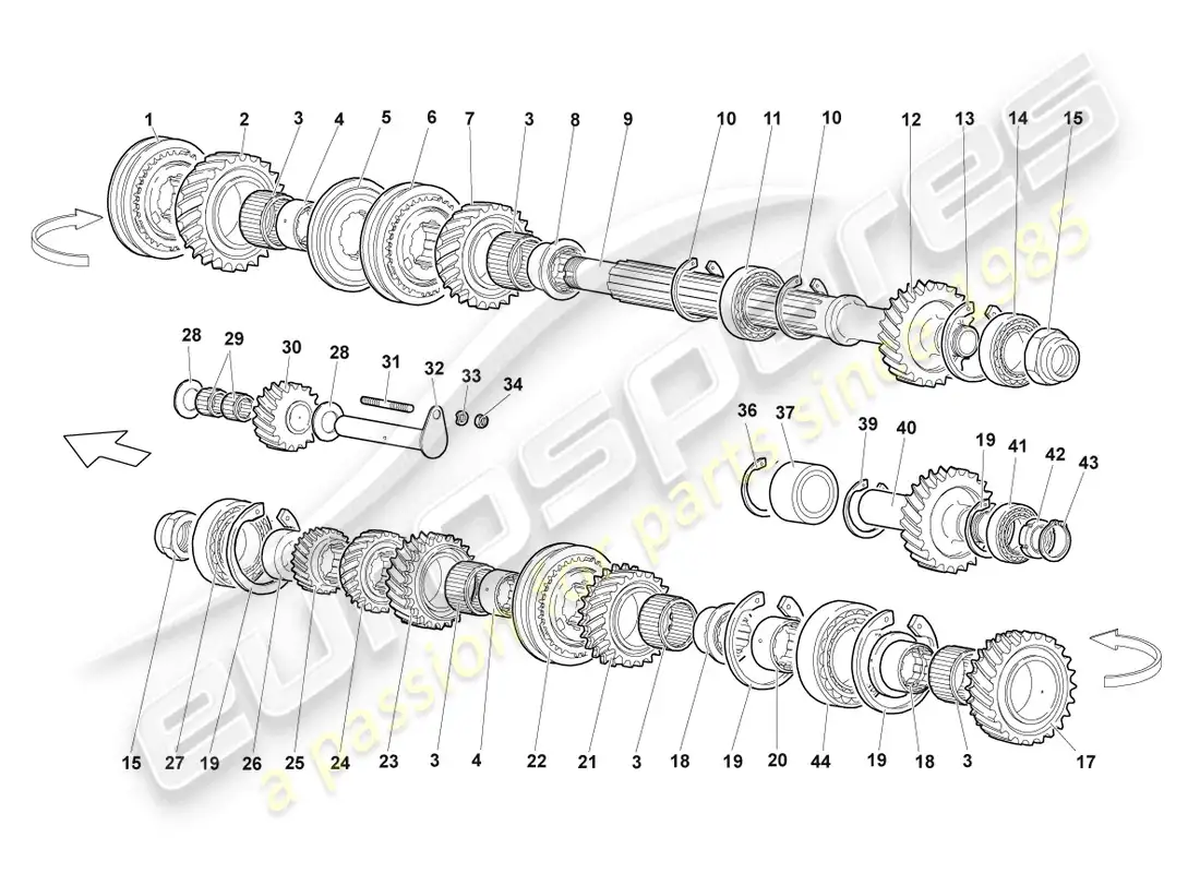 lamborghini lp640 roadster (2009) output shaft parts diagram