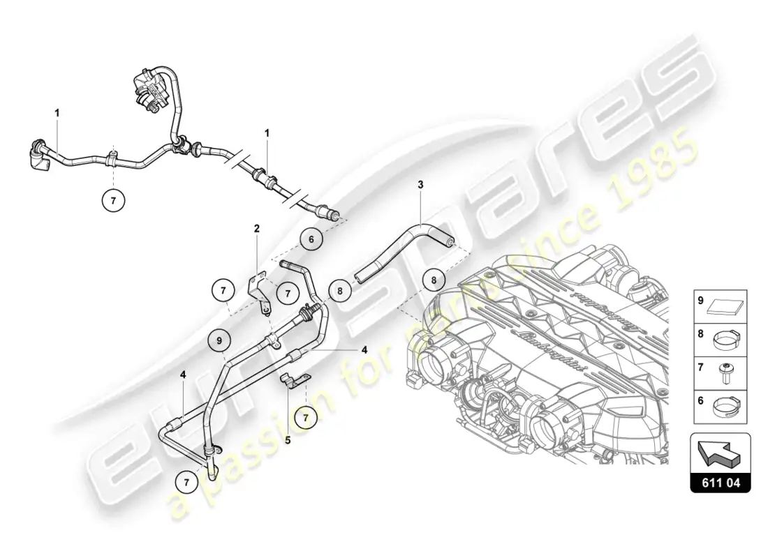 lamborghini countach lpi 800-4 (2022) vacuum hoses parts diagram
