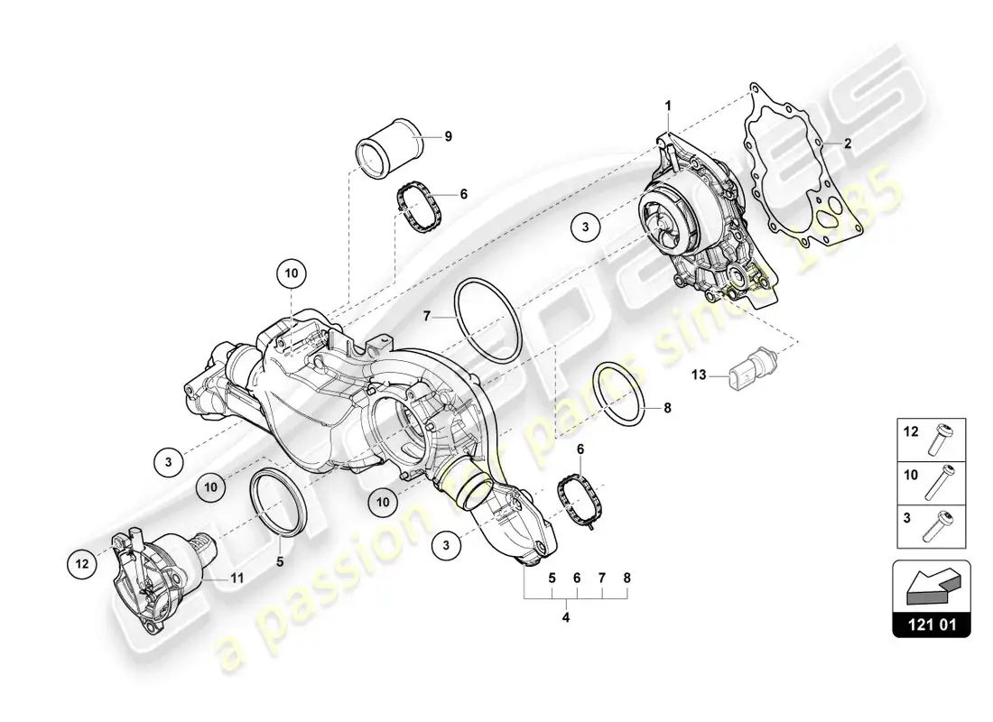 lamborghini urus s (2023) coolant circulation pump parts diagram