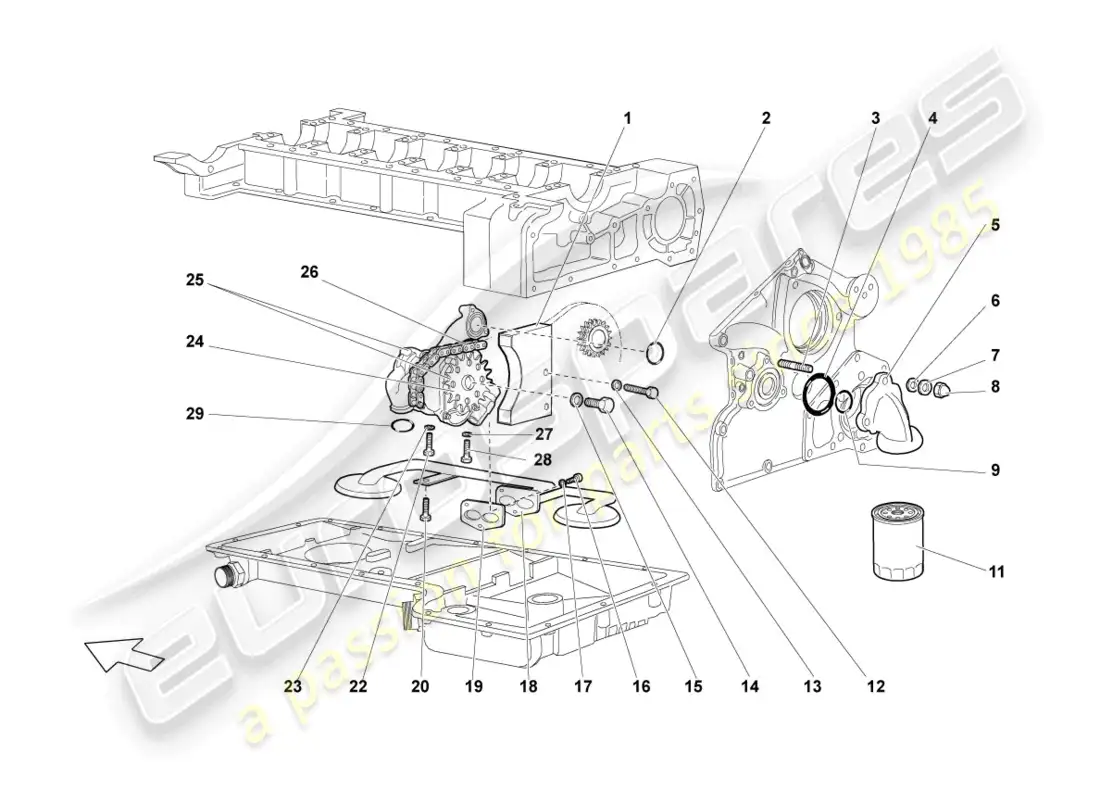lamborghini lp640 coupe (2010) oil pump parts diagram