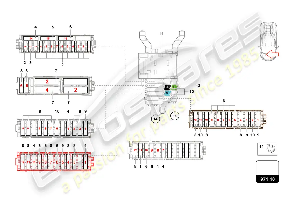 lamborghini sto (2021) fuses passenger side parts diagram