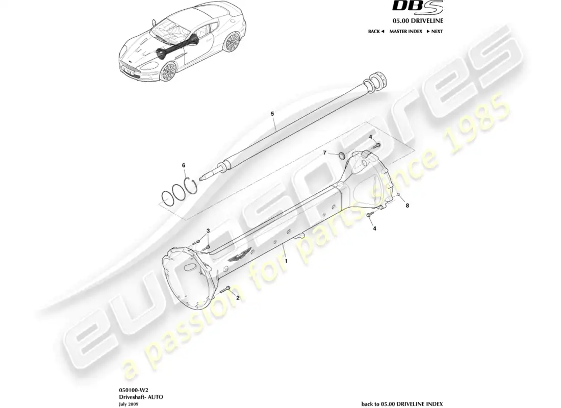 aston martin dbs (2013) driveshaft assembly, auto parts diagram