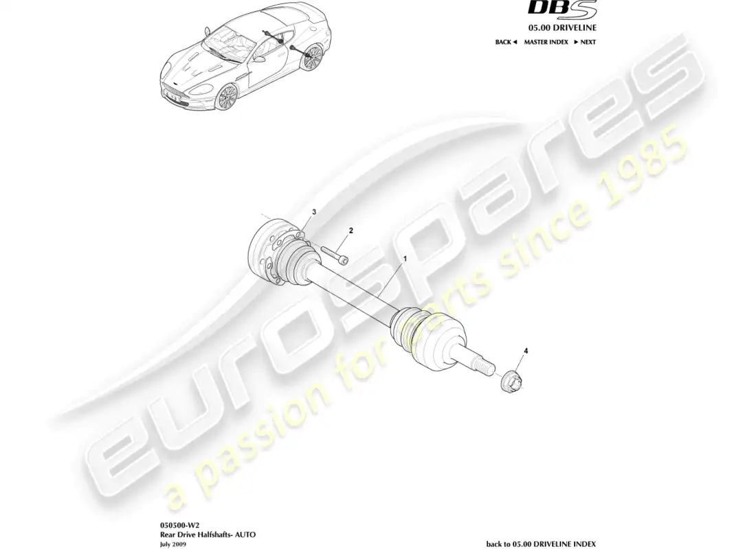 aston martin dbs (2011) rear halfshaft assembly, auto parts diagram