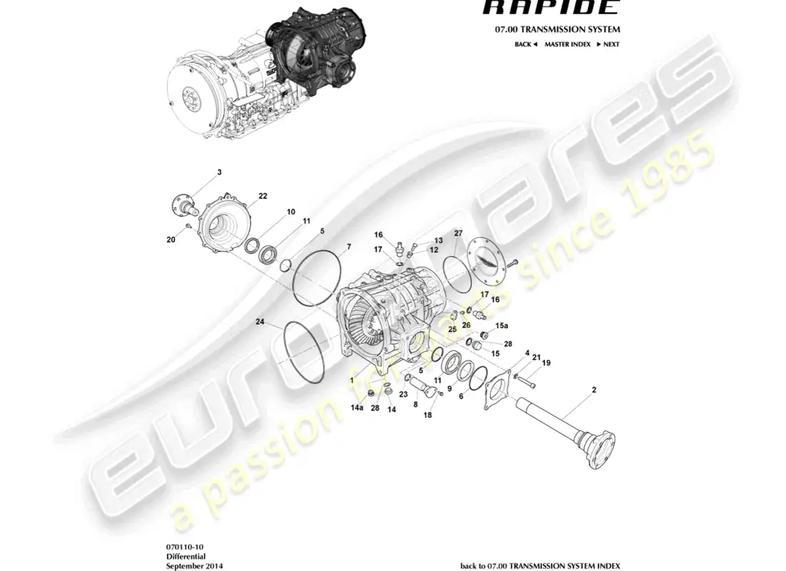 aston martin rapide (2013) differential parts diagram
