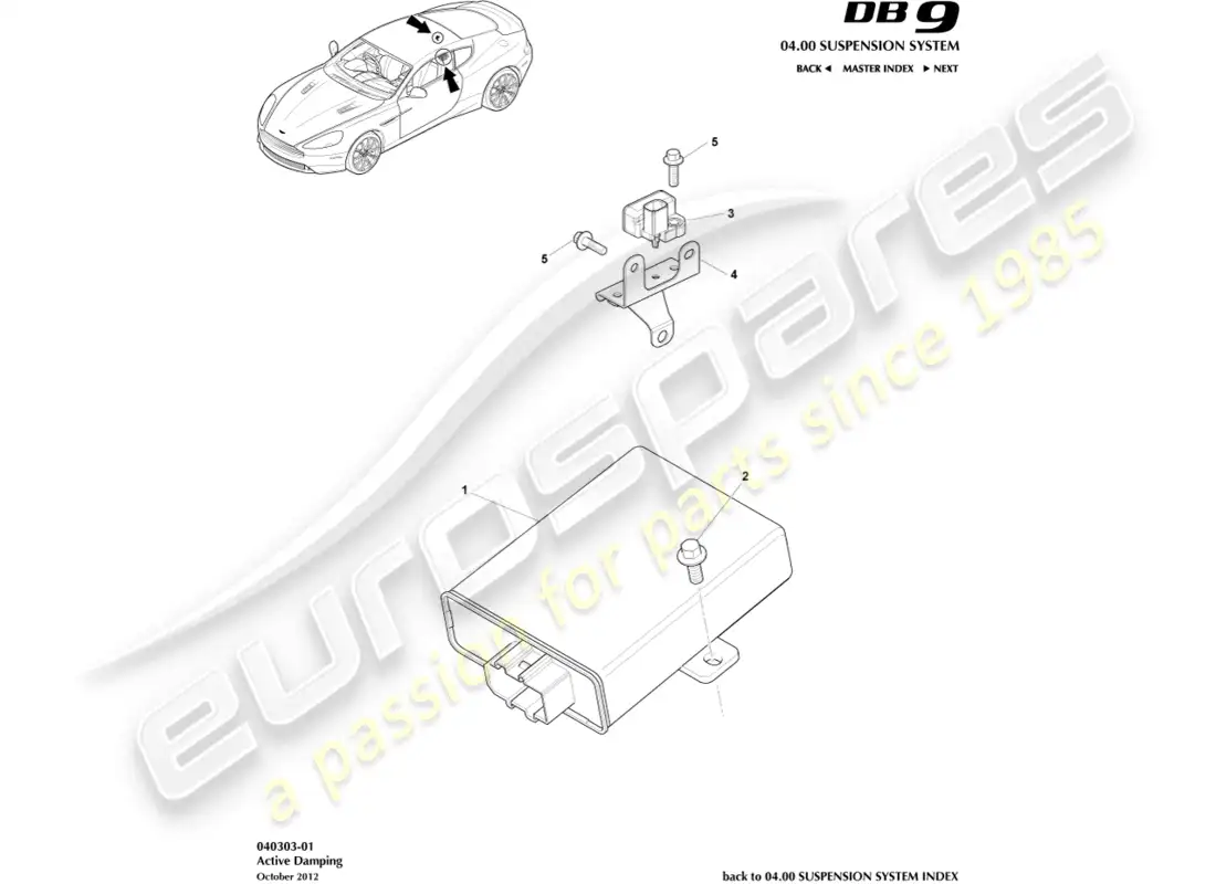 aston martin db9 (2013) active damping module parts diagram