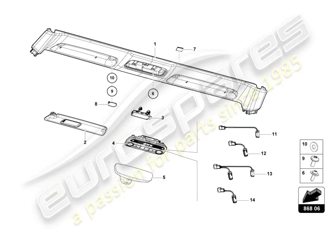 lamborghini evo spyder (2023) front panel trim parts diagram