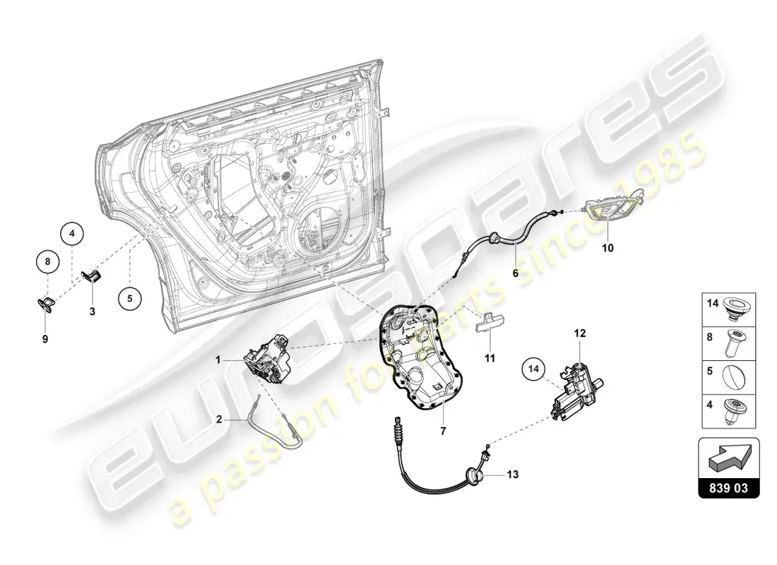 lamborghini urus (2020) door lock rear parts diagram
