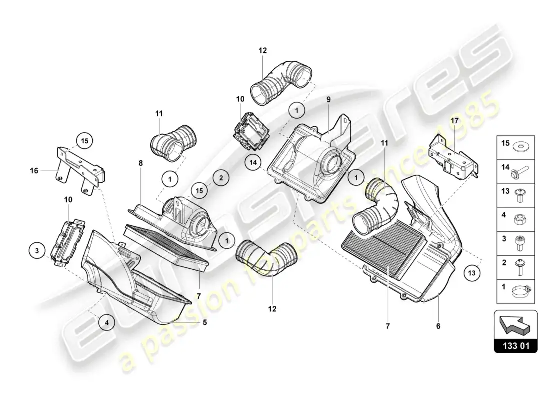 lamborghini countach lpi 800-4 (2022) air filter parts diagram