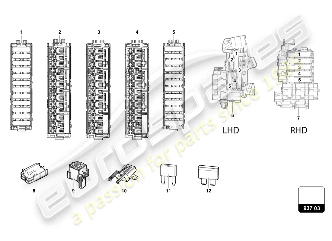 lamborghini urus (2019) fuses driver side parts diagram