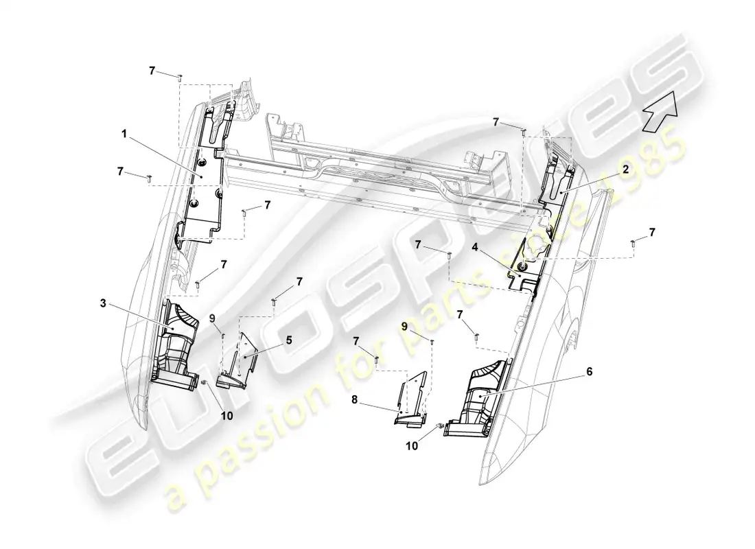 lamborghini lp560-4 spider (2011) cover for engine compartment parts diagram