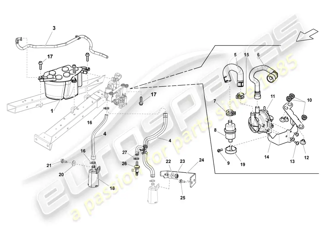 lamborghini lp570-4 sl (2011) activated carbon filter system parts diagram