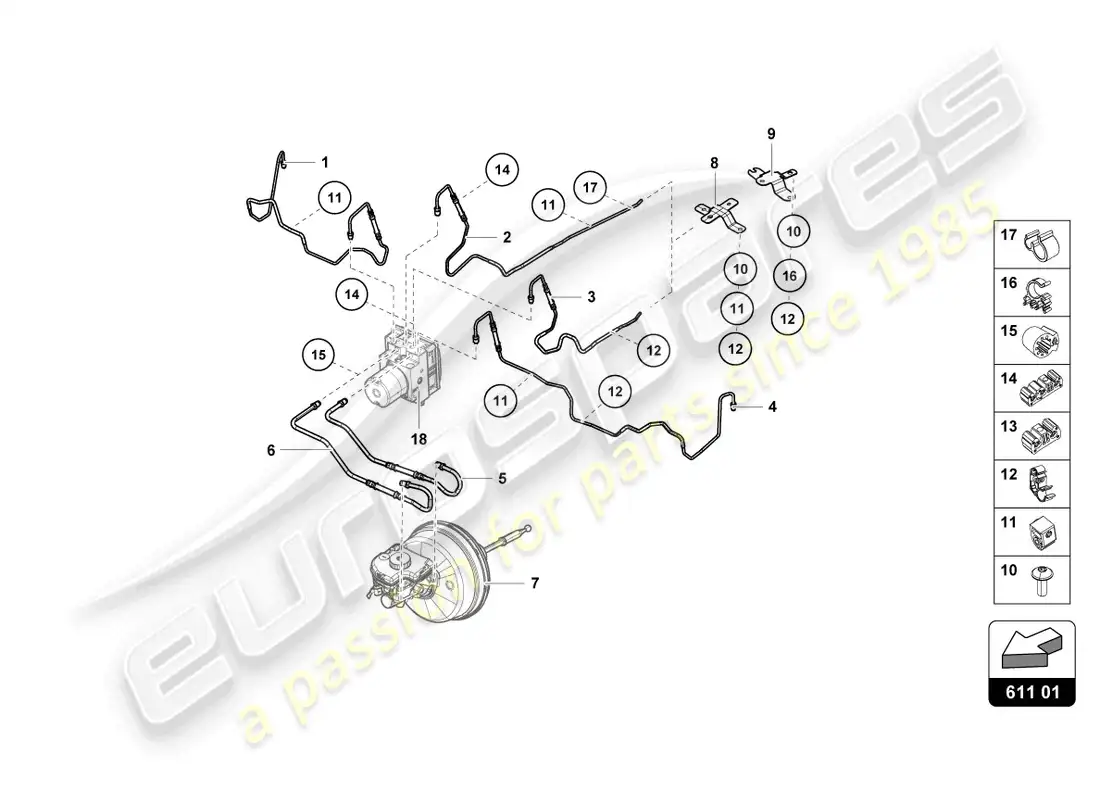 lamborghini evo coupe (2023) brake line parts diagram