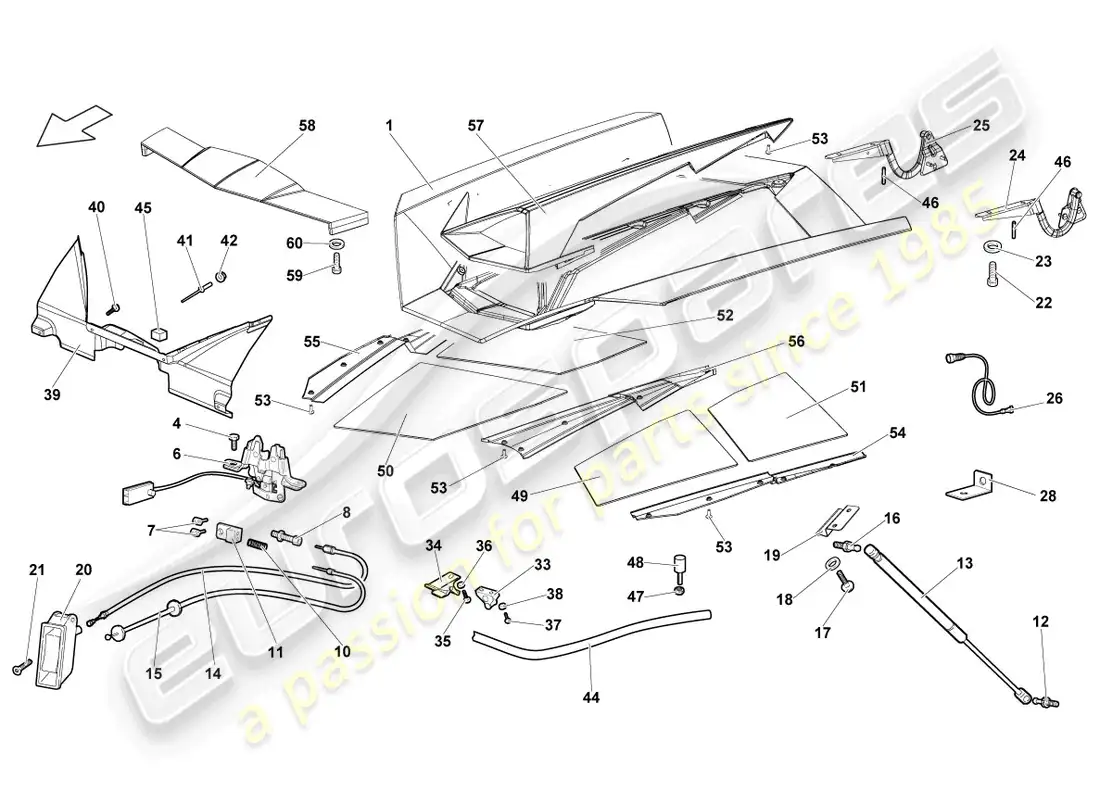 lamborghini reventon roadster flap for engine cover rear parts diagram
