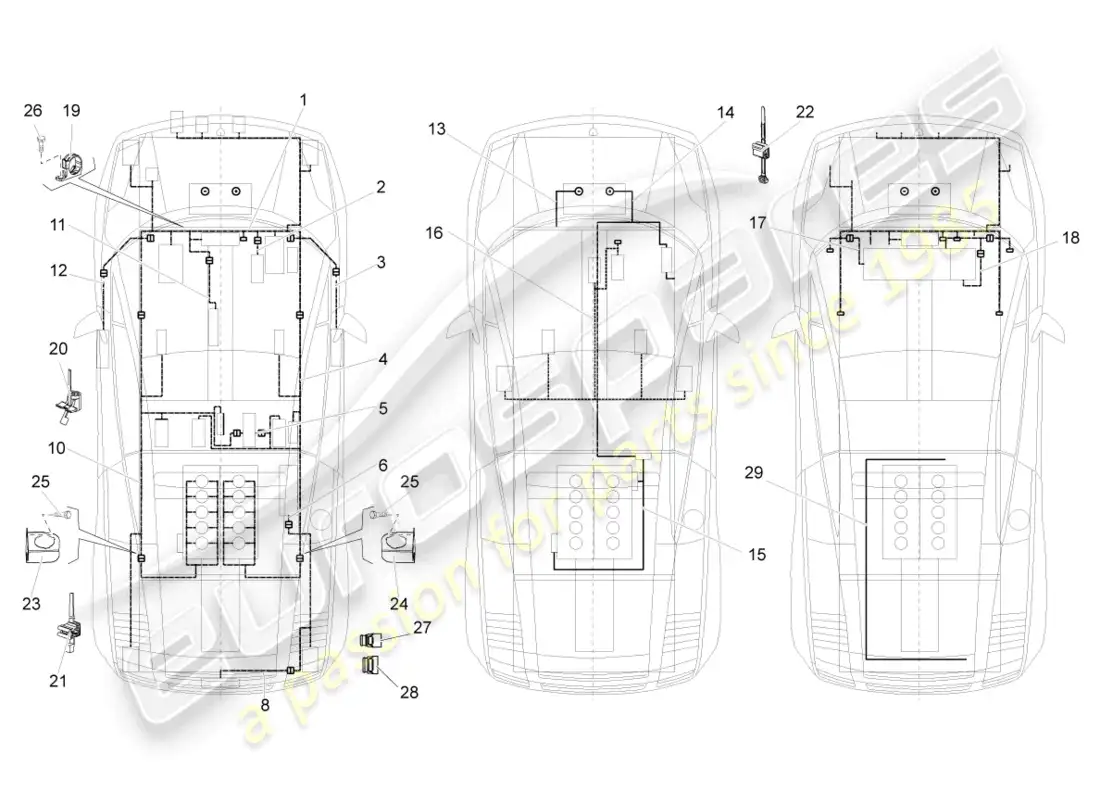 lamborghini gallardo coupe (2004) wiring looms parts diagram
