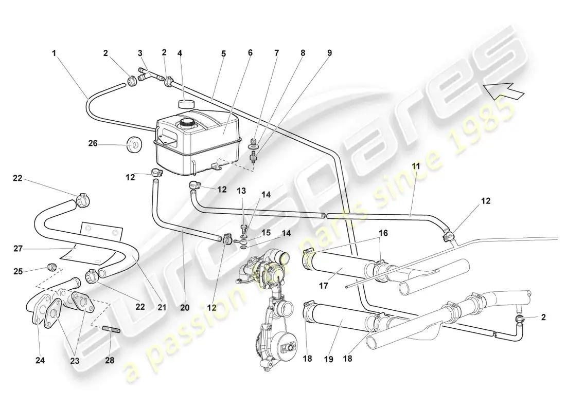 lamborghini lp670-4 sv (2010) coolant cooling system parts diagram