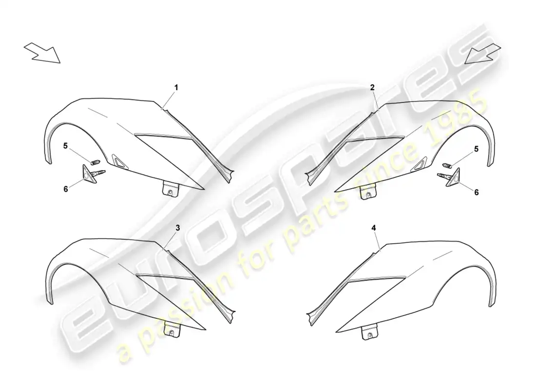 lamborghini lp640 coupe (2009) wing front parts diagram
