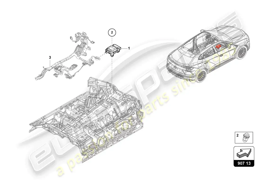 lamborghini urus (2019) control unit for chassis parts diagram