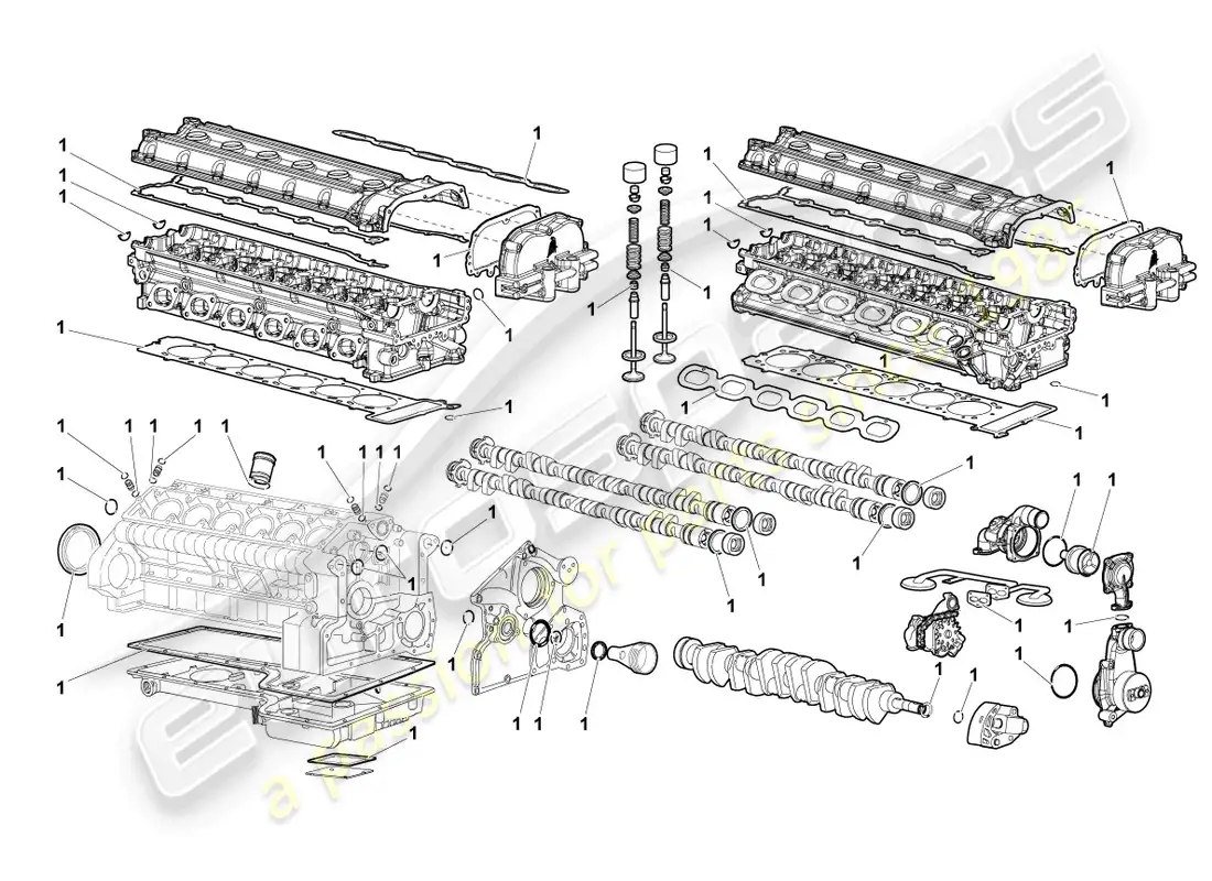 lamborghini lp640 coupe (2010) gasket set for engine parts diagram