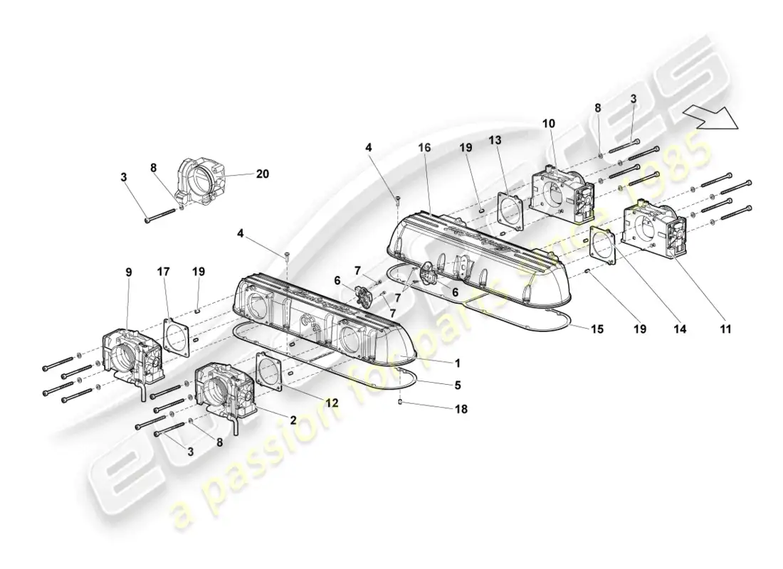 lamborghini lp640 coupe (2010) intake system parts diagram
