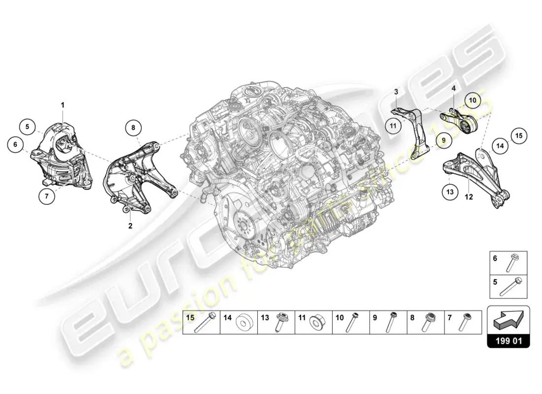 lamborghini urus s (2023) engine bracket parts diagram