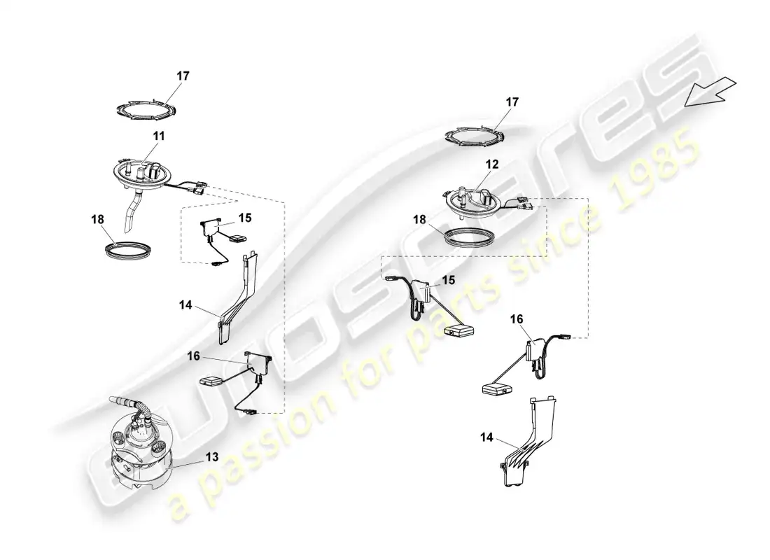 lamborghini lp570-4 sl (2011) fuel delivery unit and sender for fuel gauge parts diagram