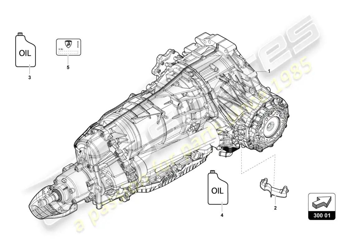 lamborghini urus (2022) gearbox, complete parts diagram