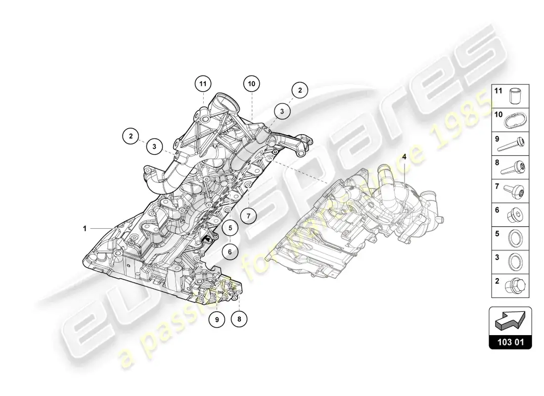lamborghini tecnica (2024) engine oil sump parts diagram