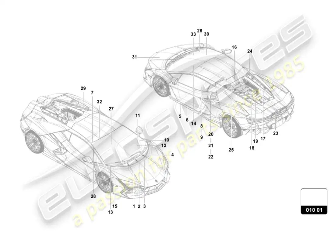 lamborghini revuelto coupe (2024) signs/notices parts diagram