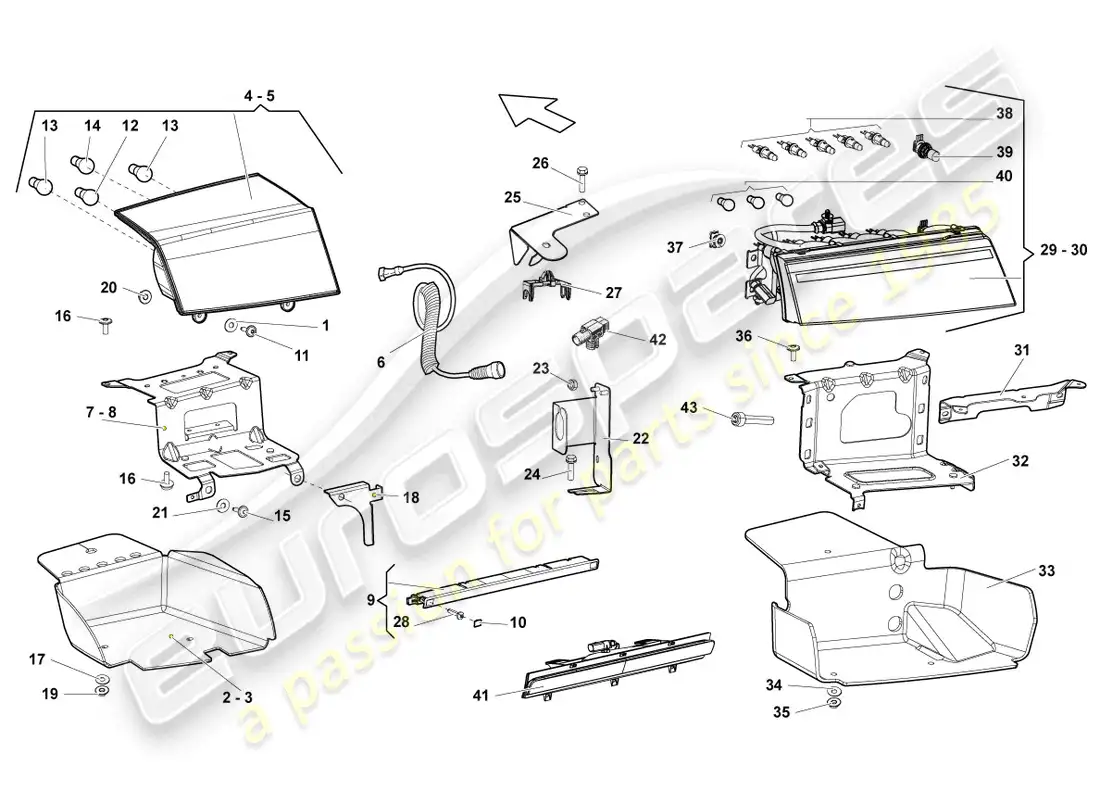 lamborghini gallardo coupe (2005) tail light parts diagram