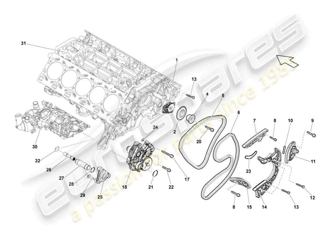 lamborghini lp570-4 sl (2011) timing chain parts diagram