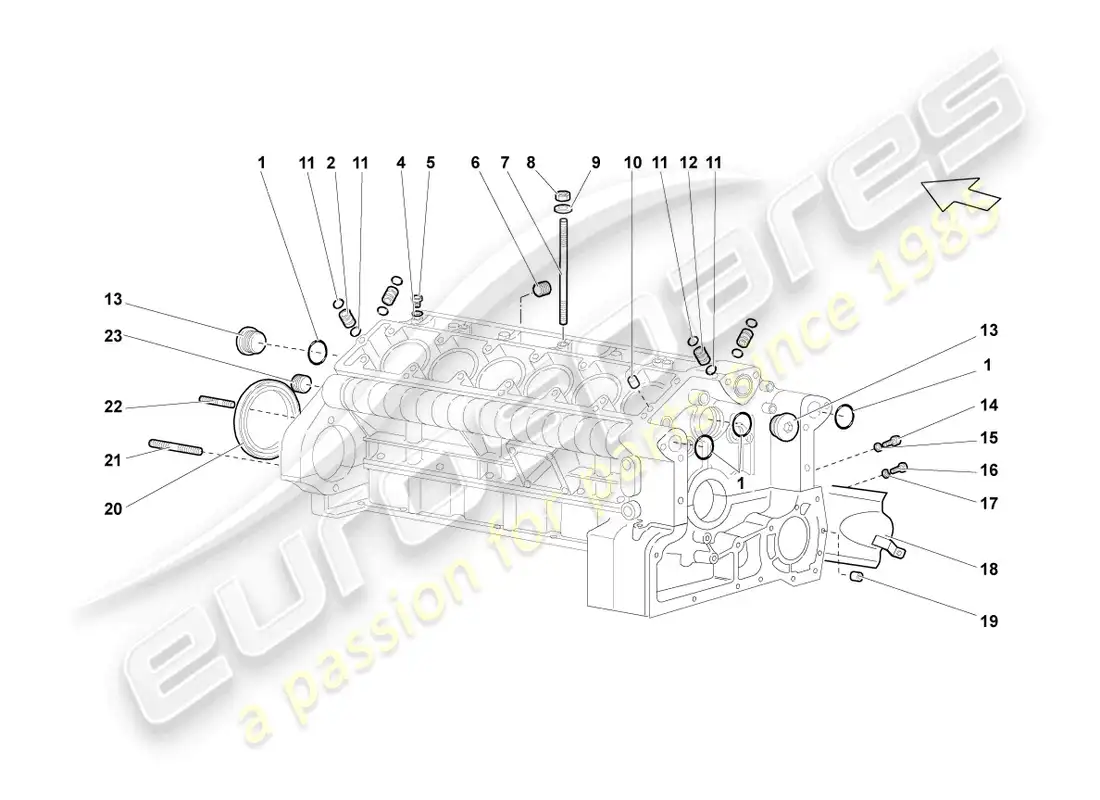 lamborghini lp640 coupe (2007) crankcase housing parts diagram